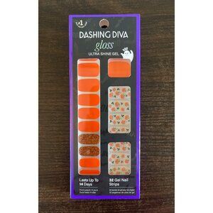 NIP Dashing Diva Gloss Press-On Nails Ultra Shine Gel The Great Pumpkin